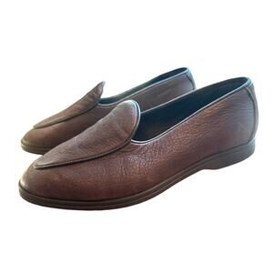 Arthur Sleep Bespoke Pintuck Loafers Deerskin Leather Brown Mens 9.5 US | 42.5